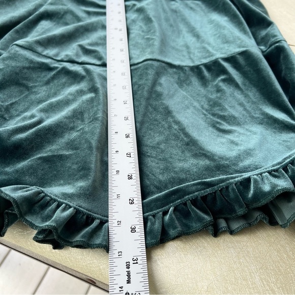 Newport News Teal Stretch Velvet Tiered Maxi Skirt with Ruffles Women Si… - Picture 5 of 6